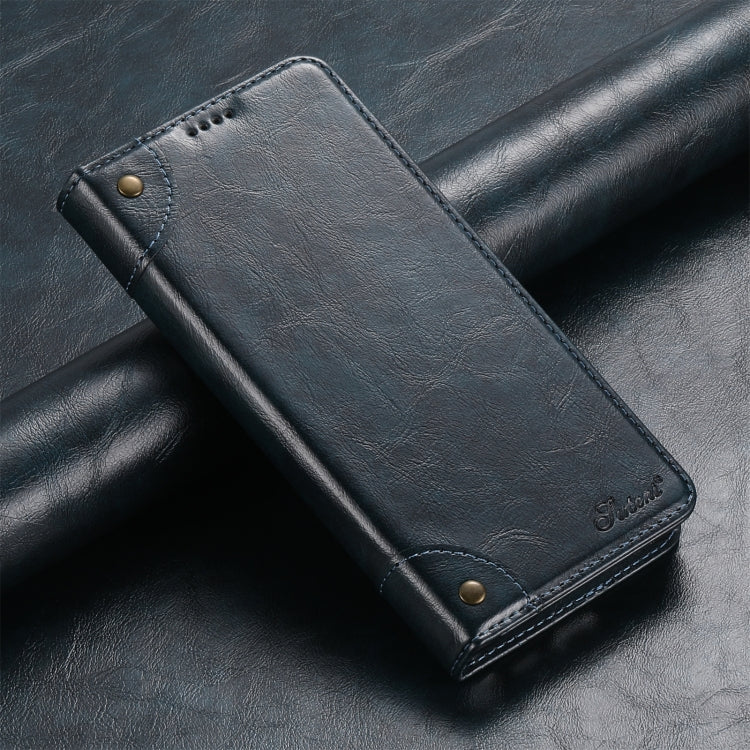 For Samsung Galaxy S22+ 5G Suteni Baroque Calf Texture Buckle Wallet Leather Phone Case(Blue)