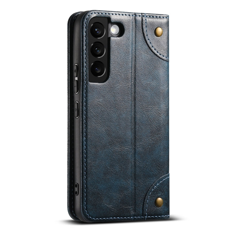 For Samsung Galaxy S22+ 5G Suteni Baroque Calf Texture Buckle Wallet Leather Phone Case(Blue)