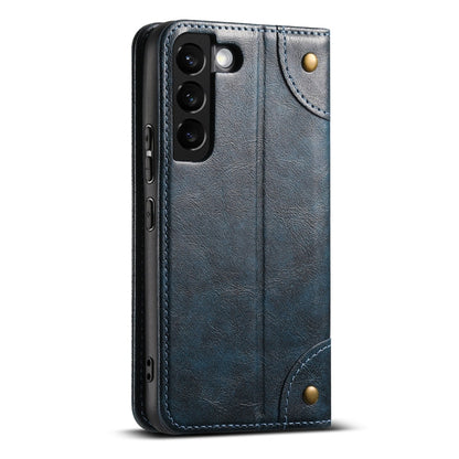For Samsung Galaxy S22+ 5G Suteni Baroque Calf Texture Buckle Wallet Leather Phone Case(Blue)
