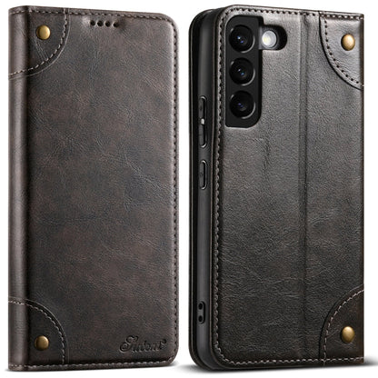 For Samsung Galaxy S22 5G Suteni Baroque Calf Texture Buckle Wallet Leather Phone Case(Black)