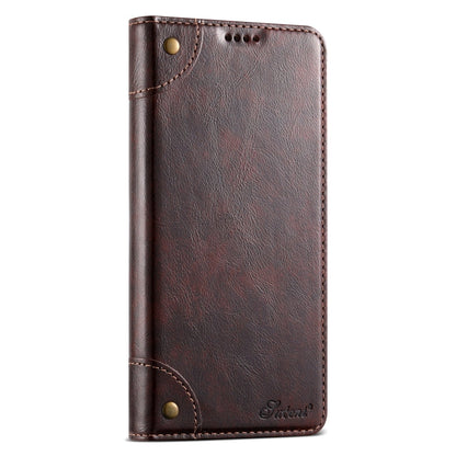 For Samsung Galaxy S22 5G Suteni Baroque Calf Texture Buckle Wallet Leather Phone Case(Brown)