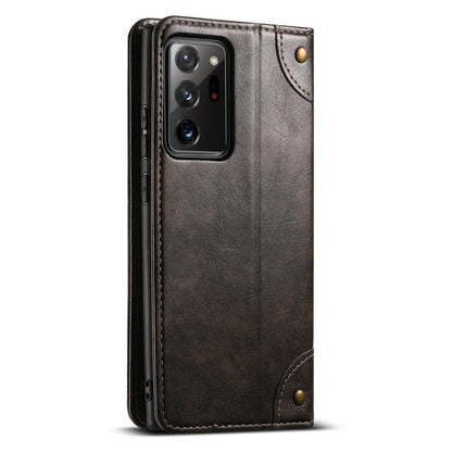 For Samsung Galaxy Note20 Ultra Suteni Baroque Calf Texture Buckle Wallet Leather Phone Case(Black)