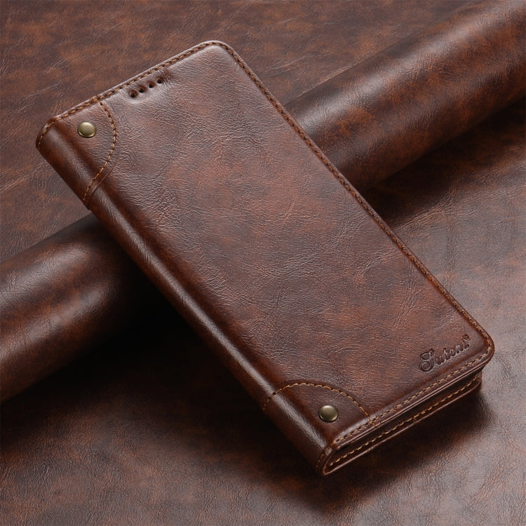 For Samsung Galaxy Note20 Ultra Suteni Baroque Calf Texture Buckle Wallet Leather Phone Case(Khaki)