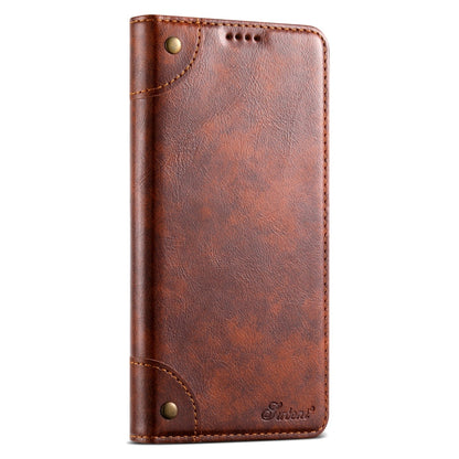 For Samsung Galaxy Note20 Ultra Suteni Baroque Calf Texture Buckle Wallet Leather Phone Case(Khaki)