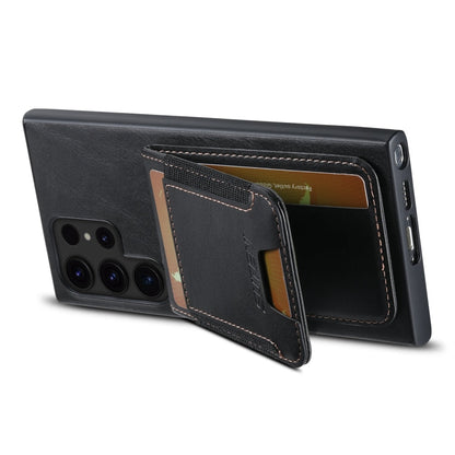 For Samsung Galaxy S24 Ultra 5G Suteni H03 Oil Wax Leather Wallet Stand Back Phone Case(Black)