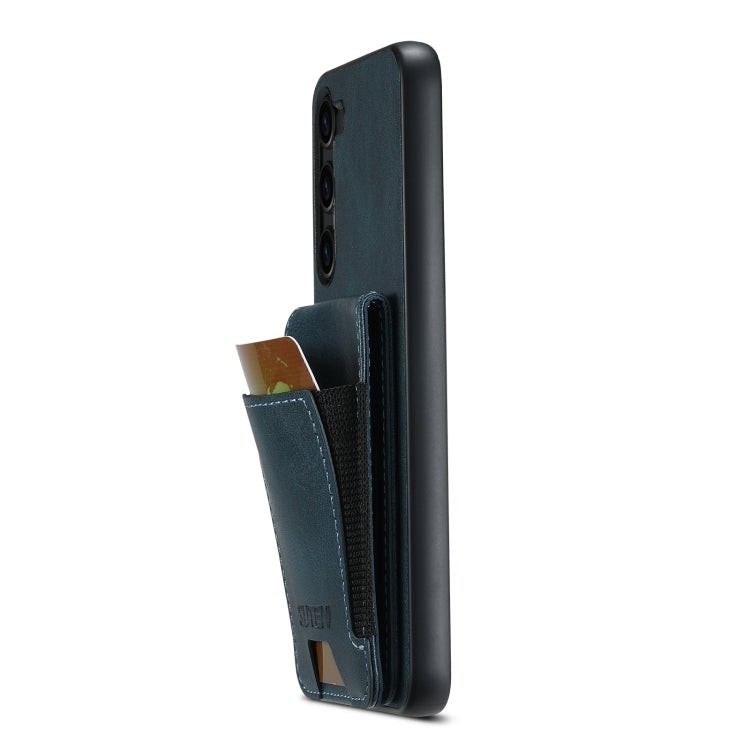 Pour Samsung Galaxy S24+ 5G Étui de téléphone arrière Suteni H03 en cuir huilé avec support portefeuille (bleu)