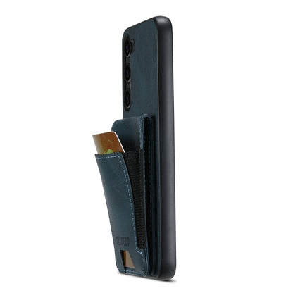 Pour Samsung Galaxy S24+ 5G Étui de téléphone arrière Suteni H03 en cuir huilé avec support portefeuille (bleu)