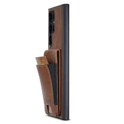 For Samsung Galaxy S23 Ultra 5G Suteni H03 Oil Wax Leather Wallet Stand Back Phone Case(Brown)