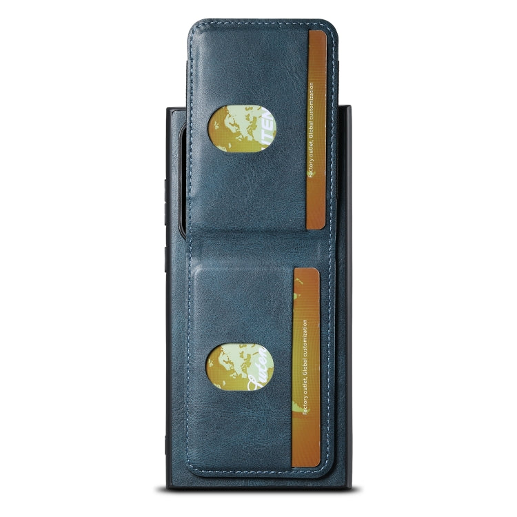 For Samsung Galaxy S23 Ultra 5G Suteni H03 Oil Wax Leather Wallet Stand Back Phone Case(Blue)
