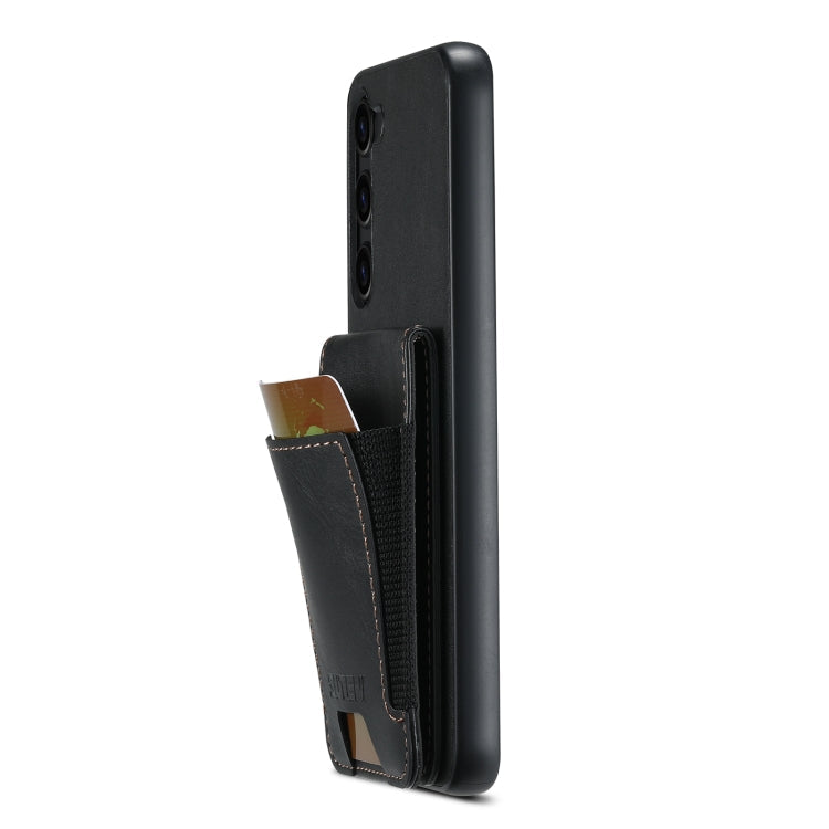 For Samsung Galaxy S22+ 5G Suteni H03 Oil Wax Leather Wallet Stand Back Phone Case(Black)