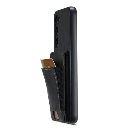 For Samsung Galaxy S22+ 5G Suteni H03 Oil Wax Leather Wallet Stand Back Phone Case(Black)