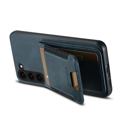 For Samsung Galaxy S22+ 5G Suteni H03 Oil Wax Leather Wallet Stand Back Phone Case(Blue)