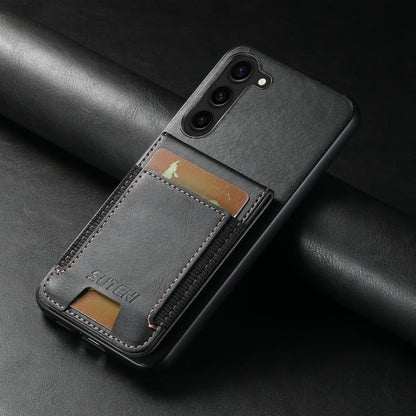 For Samsung Galaxy S23+ 5G Suteni H03 Oil Wax Leather Wallet Stand Back Phone Case(Black)