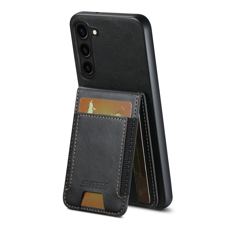 For Samsung Galaxy S23+ 5G Suteni H03 Oil Wax Leather Wallet Stand Back Phone Case(Black)