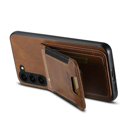 Pour Samsung Galaxy S23+ 5G Étui de téléphone arrière Suteni H03 en cuir huilé avec support portefeuille (marron)
