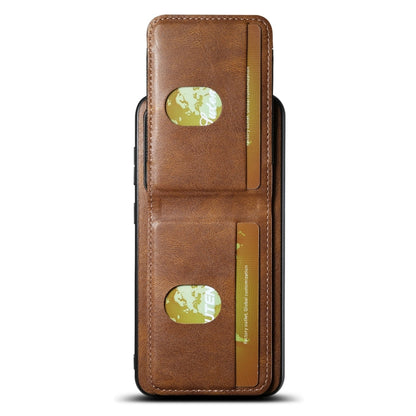 Pour Samsung Galaxy S23+ 5G Étui de téléphone arrière Suteni H03 en cuir huilé avec support portefeuille (marron)