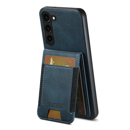 For Samsung Galaxy S23+ 5G Suteni H03 Oil Wax Leather Wallet Stand Back Phone Case(Blue)