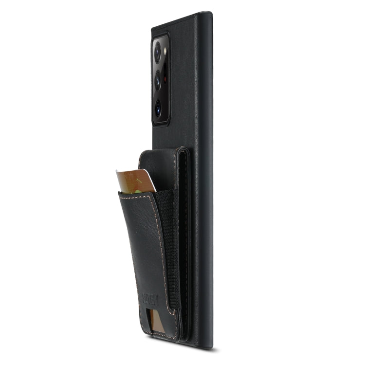 Pour Samsung Galaxy Note20 Ultra 5G Étui de téléphone portable portefeuille en cuir ciré Suteni H03 avec support (noir)