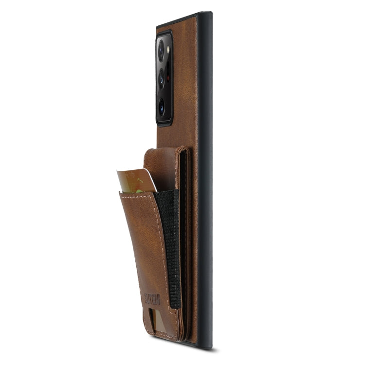 For Samsung Galaxy Note20 Ultra 5G Suteni H03 Oil Wax Leather Wallet Stand Back Phone Case(Brown)