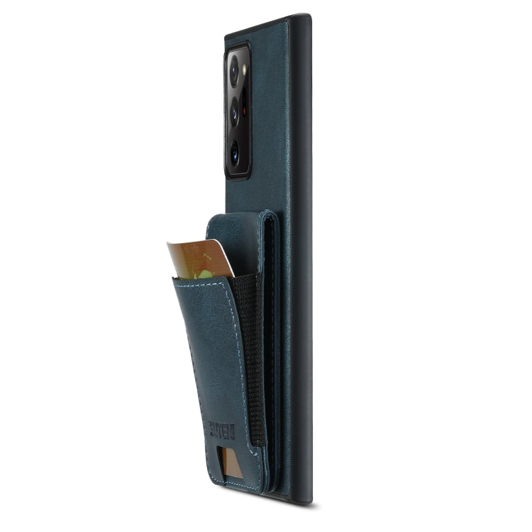 For Samsung Galaxy Note20 Ultra 5G Suteni H03 Oil Wax Leather Wallet Stand Back Phone Case(Blue)