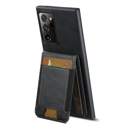 For Samsung Galaxy Note20 5G Suteni H03 Oil Wax Leather Wallet Stand Back Phone Case(Black)