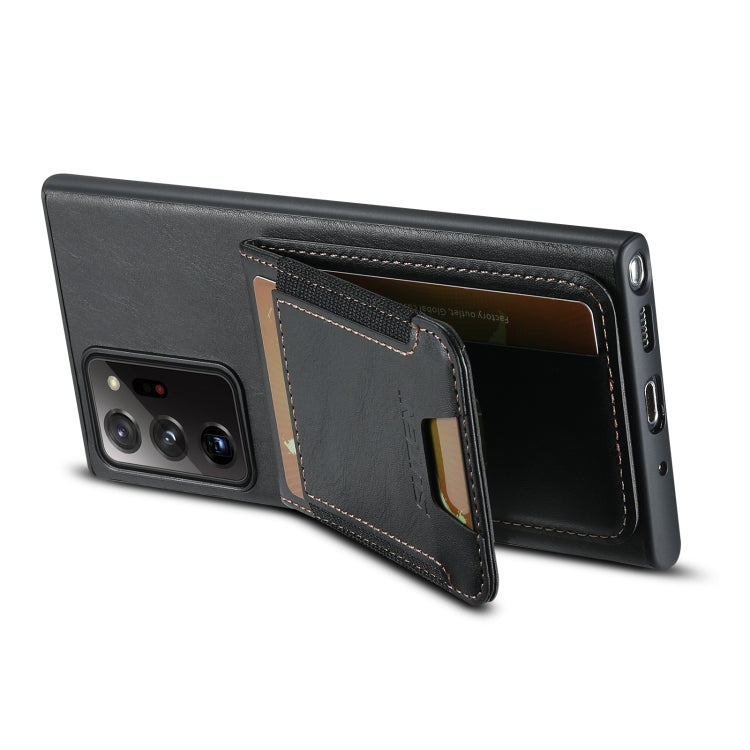 For Samsung Galaxy Note20 5G Suteni H03 Oil Wax Leather Wallet Stand Back Phone Case(Black)