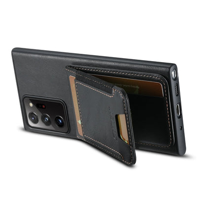 For Samsung Galaxy Note20 5G Suteni H03 Oil Wax Leather Wallet Stand Back Phone Case(Black)