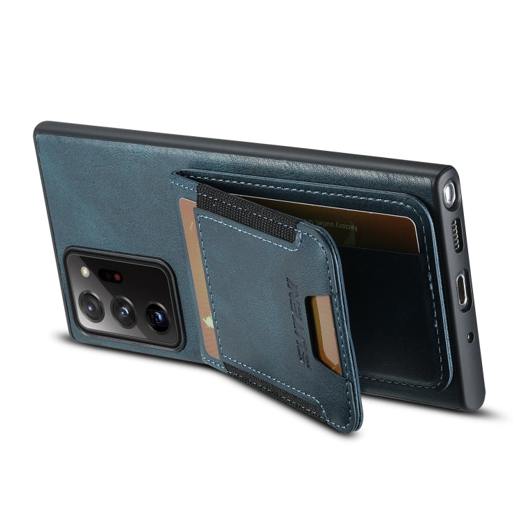 For Samsung Galaxy Note20 5G Suteni H03 Oil Wax Leather Wallet Stand Back Phone Case(Blue)