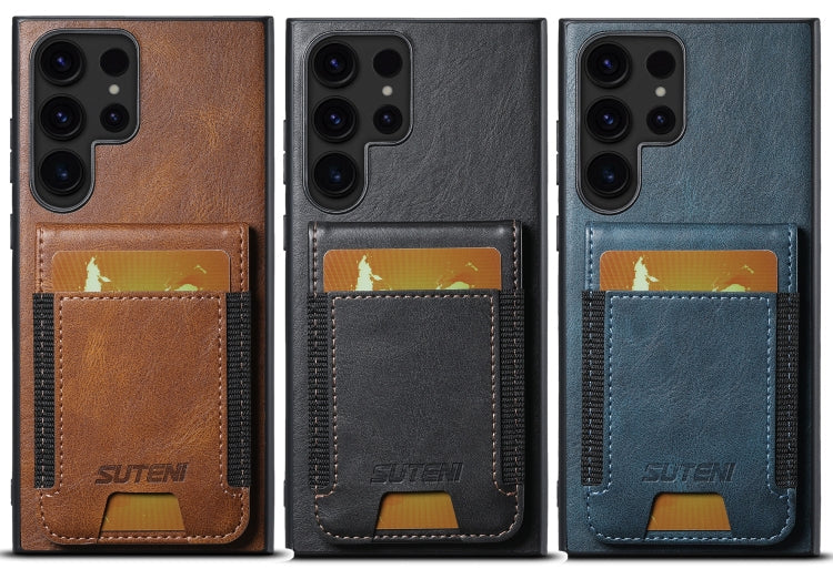 For Samsung Galaxy Note20 5G Suteni H03 Oil Wax Leather Wallet Stand Back Phone Case(Blue)