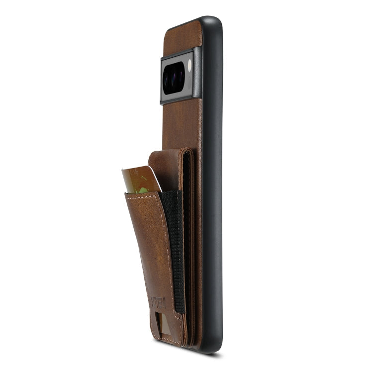 For Google Pixel 8a Suteni H03 Oil Wax Leather Wallet Stand Back Phone Case(Brown)