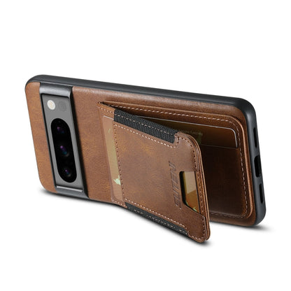For Google Pixel 8a Suteni H03 Oil Wax Leather Wallet Stand Back Phone Case(Brown)