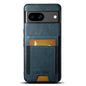 Pour Google Pixel 8a Suteni H03 Coque de téléphone à rabat en cuir ciré avec support (Bleu)