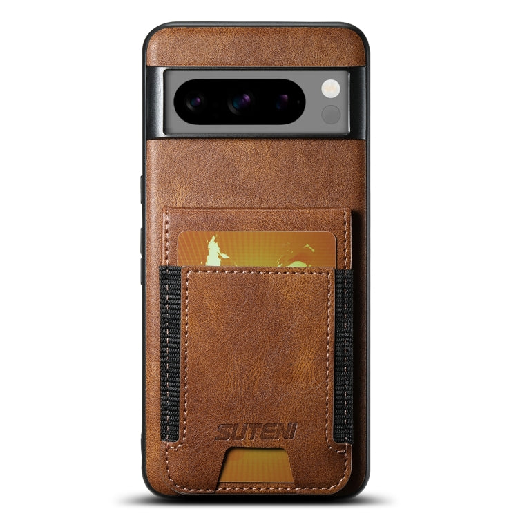 For Google Pixel 8 Pro Suteni H03 Oil Wax Leather Wallet Stand Back Phone Case(Brown)