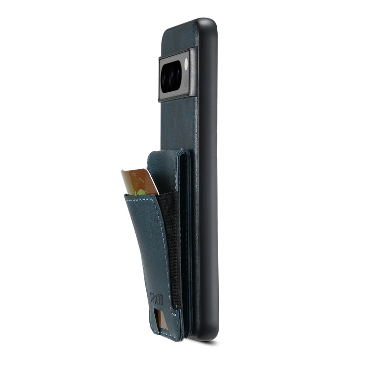 For Google Pixel 8 Suteni H03 Oil Wax Leather Wallet Stand Back Phone Case(Blue)
