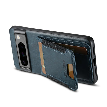 For Google Pixel 8 Suteni H03 Oil Wax Leather Wallet Stand Back Phone Case(Blue)