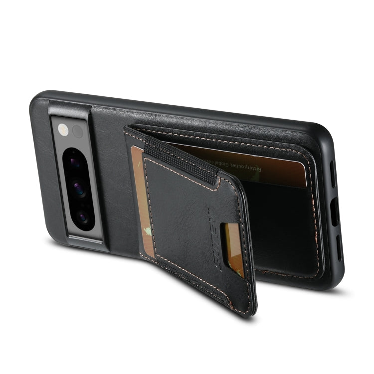For Google Pixel 7 Suteni H03 Oil Wax Leather Wallet Stand Back Phone Case(Black)
