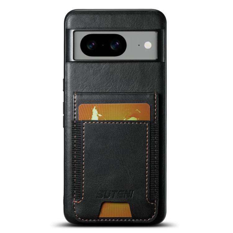 For Google Pixel 7 Suteni H03 Oil Wax Leather Wallet Stand Back Phone Case(Black)