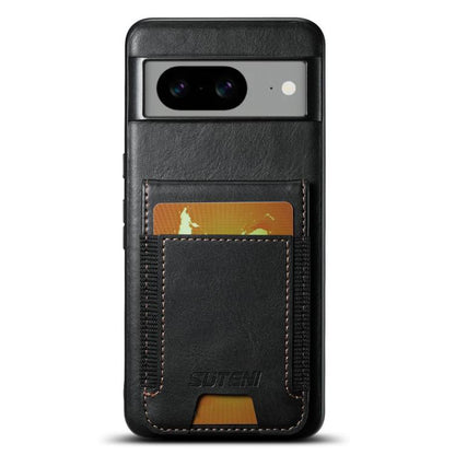 For Google Pixel 7 Suteni H03 Oil Wax Leather Wallet Stand Back Phone Case(Black)