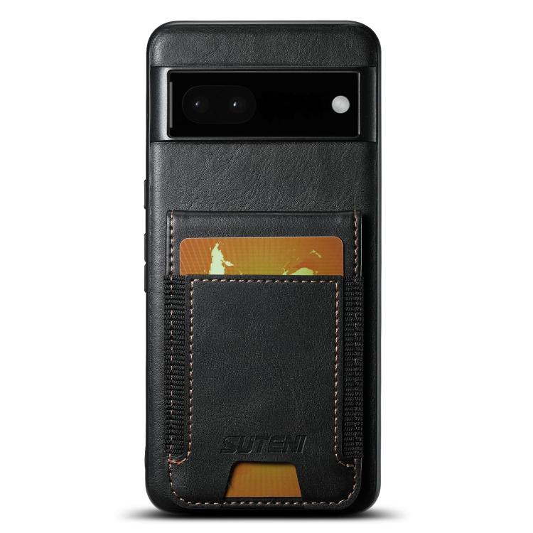 For Google Pixel 6a Suteni H03 Oil Wax Leather Wallet Stand Back Phone Case(Black)