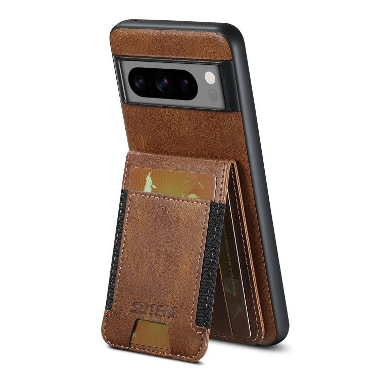Pour étui portefeuille en cuir ciré Suteni H03 pour Google Pixel 6 Pro avec support (marron)