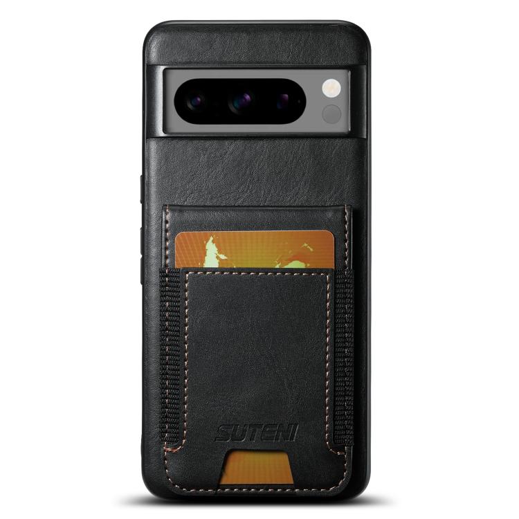 For Google Pixel 9 Pro XL Suteni H03 Oil Wax Leather Wallet Stand Back Phone Case(Black)