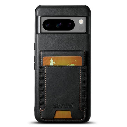 For Google Pixel 9 Pro XL Suteni H03 Oil Wax Leather Wallet Stand Back Phone Case(Black)