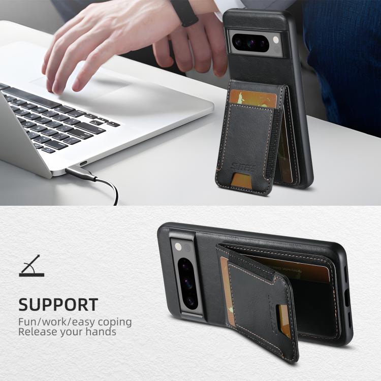 For Google Pixel 9 Pro XL Suteni H03 Oil Wax Leather Wallet Stand Back Phone Case(Black)