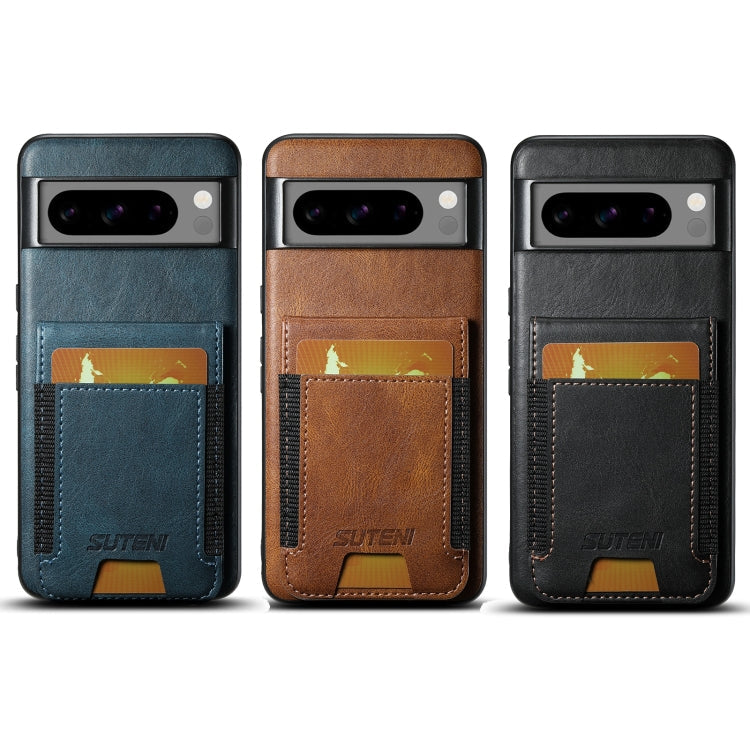 For Google Pixel 8a Suteni H03 Oil Wax Leather Wallet Stand Back Phone Case(Brown)