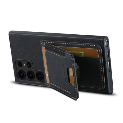 For Samsuny Galaxy S24 Ultrra 5G Suteni H03 Litchi Leather Card Bag Stand Back Phone Case(Black)