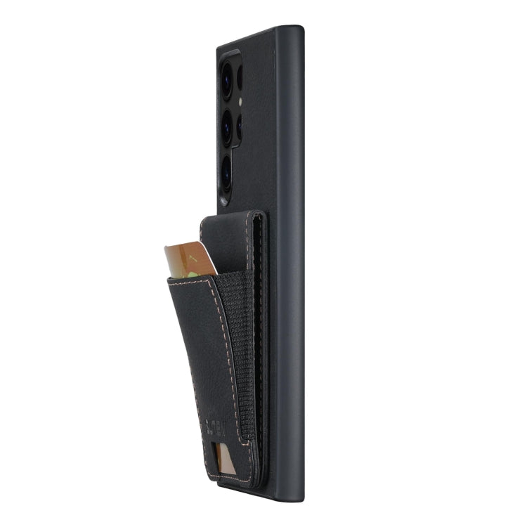 Pour Samsuny Galaxy S23 Ultra 5G Suteni H03 Litchi Étui de Téléphone à Rabat avec Support et Porte-Cartes (Noir)
