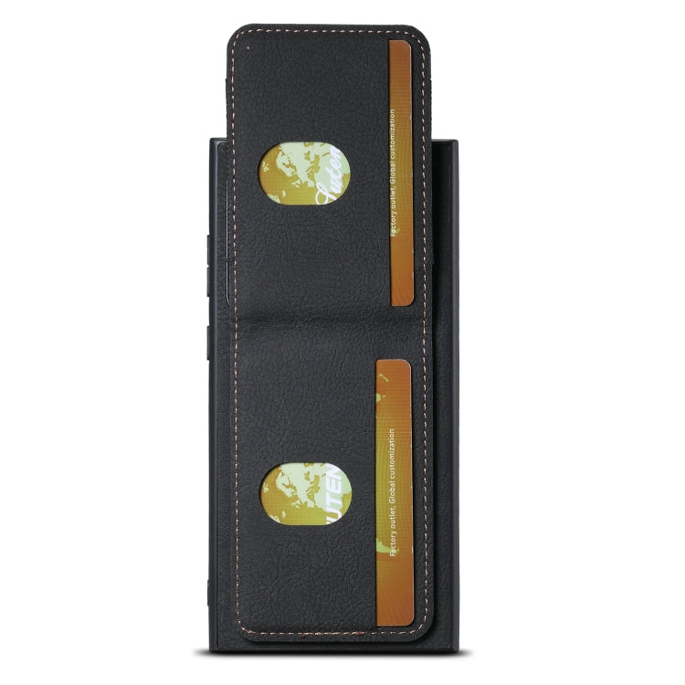 Pour Samsuny Galaxy S23 Ultra 5G Suteni H03 Litchi Étui de Téléphone à Rabat avec Support et Porte-Cartes (Noir)