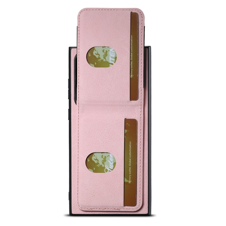 For Samsuny Galaxy S23 Ultra 5G Suteni H03 Litchi Leather Card Bag Stand Back Phone Case(Pink)