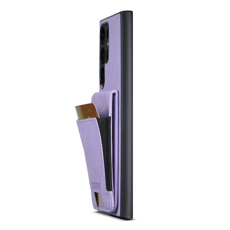 Pour Samsung Galaxy S23 Ultra 5G Suteni H03 Litchi Étui de téléphone en cuir avec porte-cartes et support (violet)