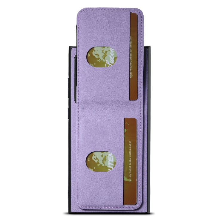 Pour Samsung Galaxy S23 Ultra 5G Suteni H03 Litchi Étui de téléphone en cuir avec porte-cartes et support (violet)